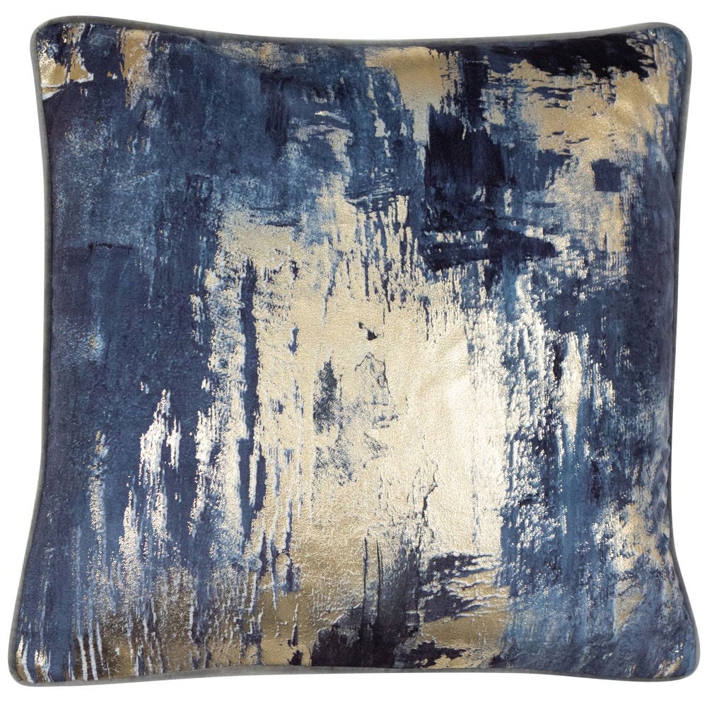 Atmacha Home And Living Cushion 45X45 cm Printed Denim Blue W. Gold Foil Cushion 45 X 45