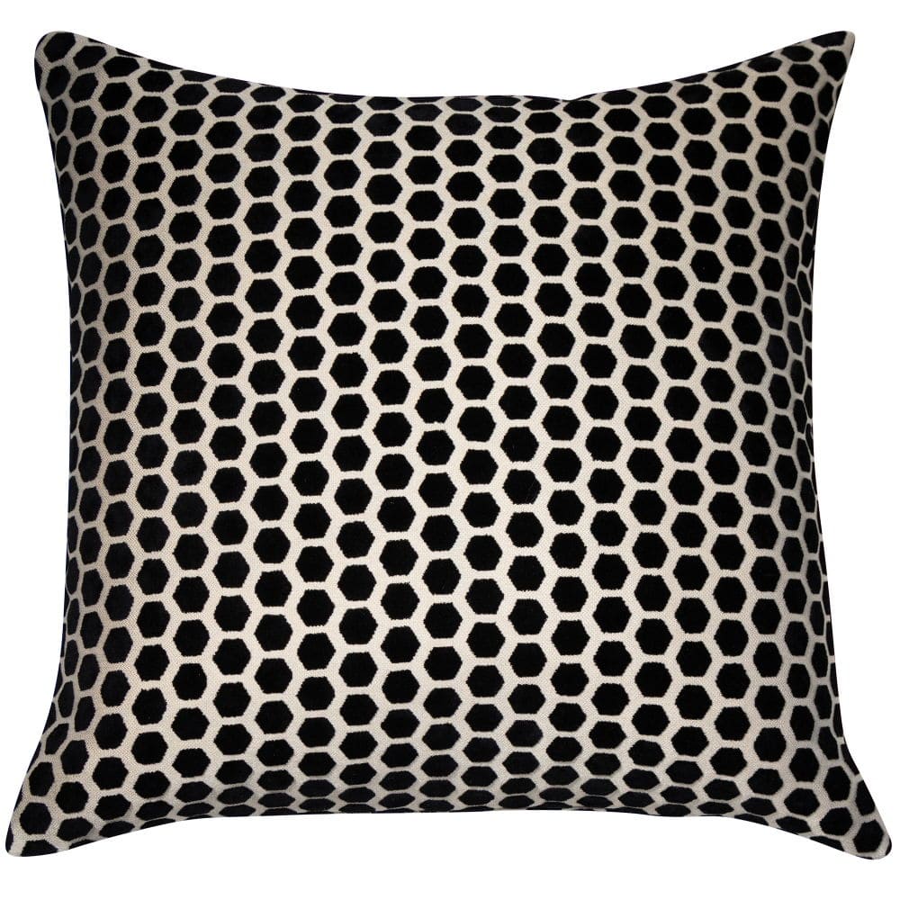 Atmacha Home And Living Cushion 56x56 cm / Black Large Hex Cut Velvet Black Cushion 56 X 56