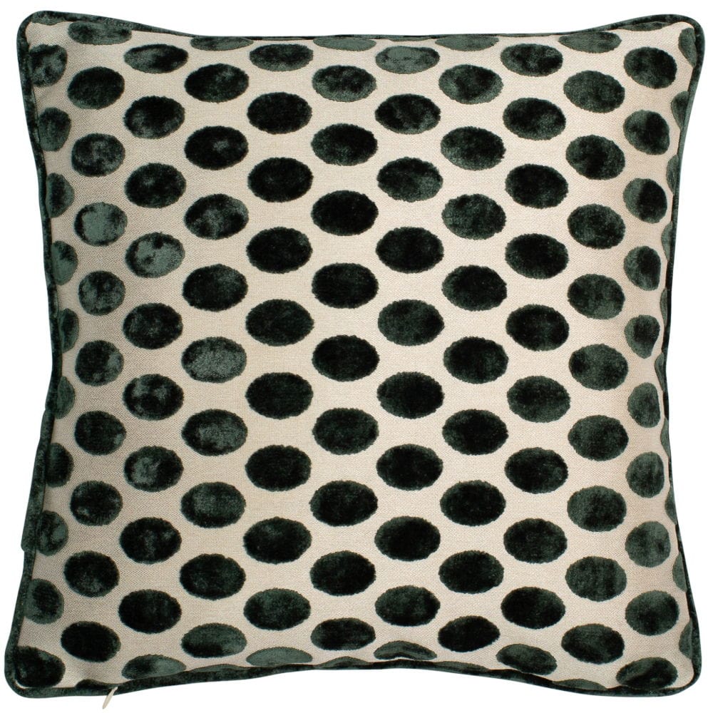 Atmacha Home And Living Cushion 56x56 cm / Green Polka Dot Green Cut Velvet With Piping Cushion 56 X 56