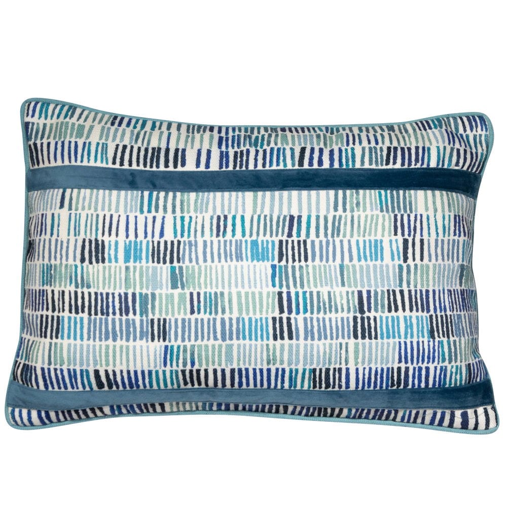 Atmacha Home & Living Cushion 35x50 cm / Blue BLUE PRINTED LINES WITH VELVET APP Blue / 35x50 cm