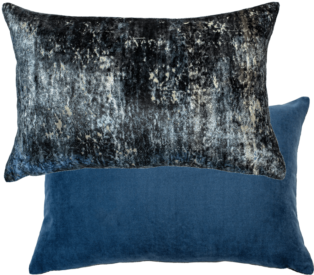 Atmacha Home & Living Cushion 35x55 cm / Blue BLUE VELVET DISTRESSED CUSHION  Blue / 35x55 cm