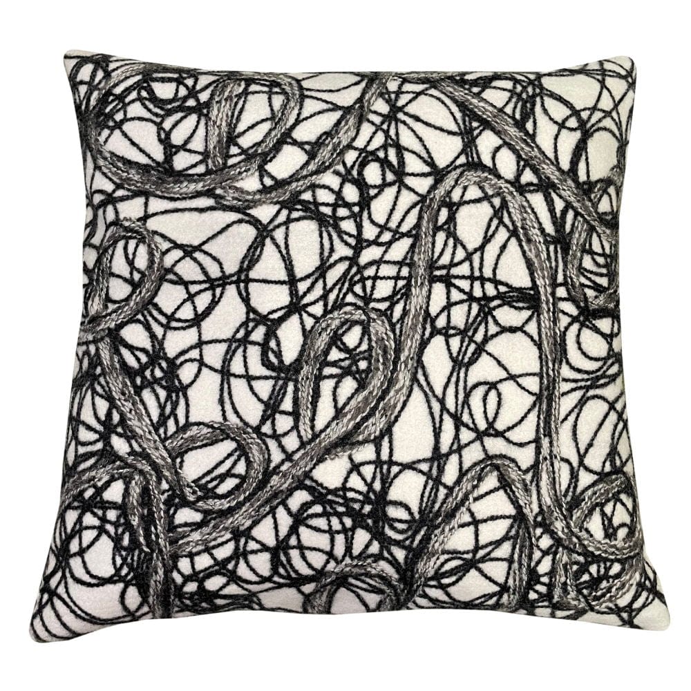 Atmacha Home & Living Cushion 45x45 cm / Black FELT CUSHION MONO CHROME WHITE WITH BLACK SCR Black / 45x45 cm