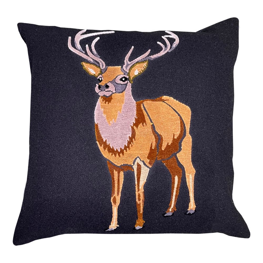 Atmacha Home & Living Cushion 45x45 cm / Black MAJESTIC EMB STAG CUSHION ON BLACK FELT  45 X Black / 45x45 cm