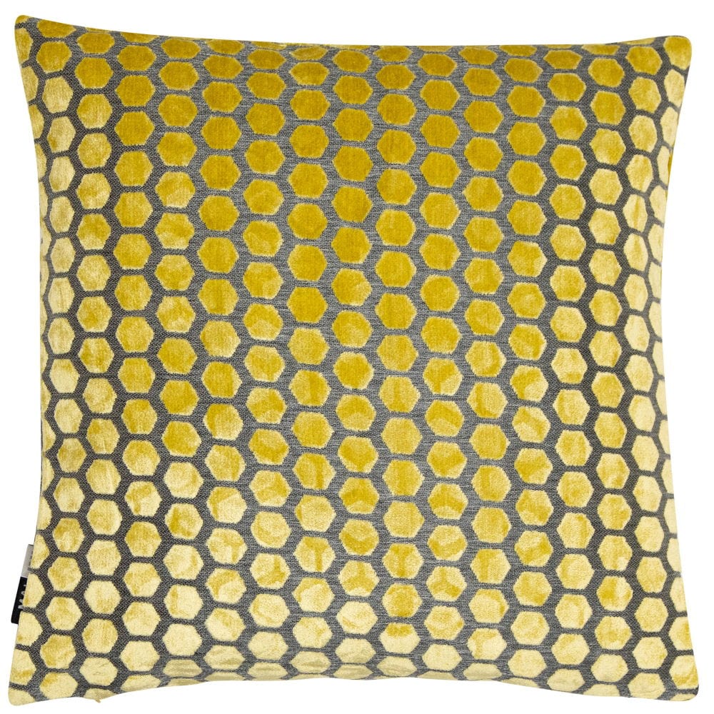 Atmacha Home & Living Cushion 56x56 cm / Mustard LARGE HEX CUT VELVET MUSTARD / 56x56 cm