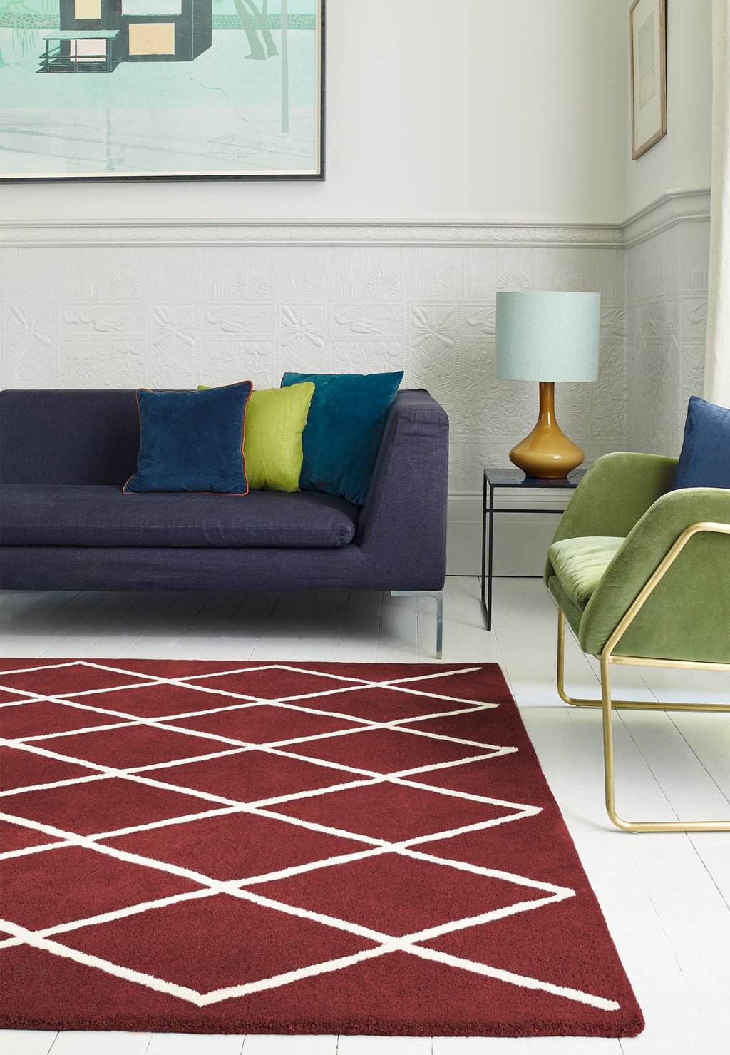 Herhits.com -  Rug Albany Diamond Berry Modern Rug