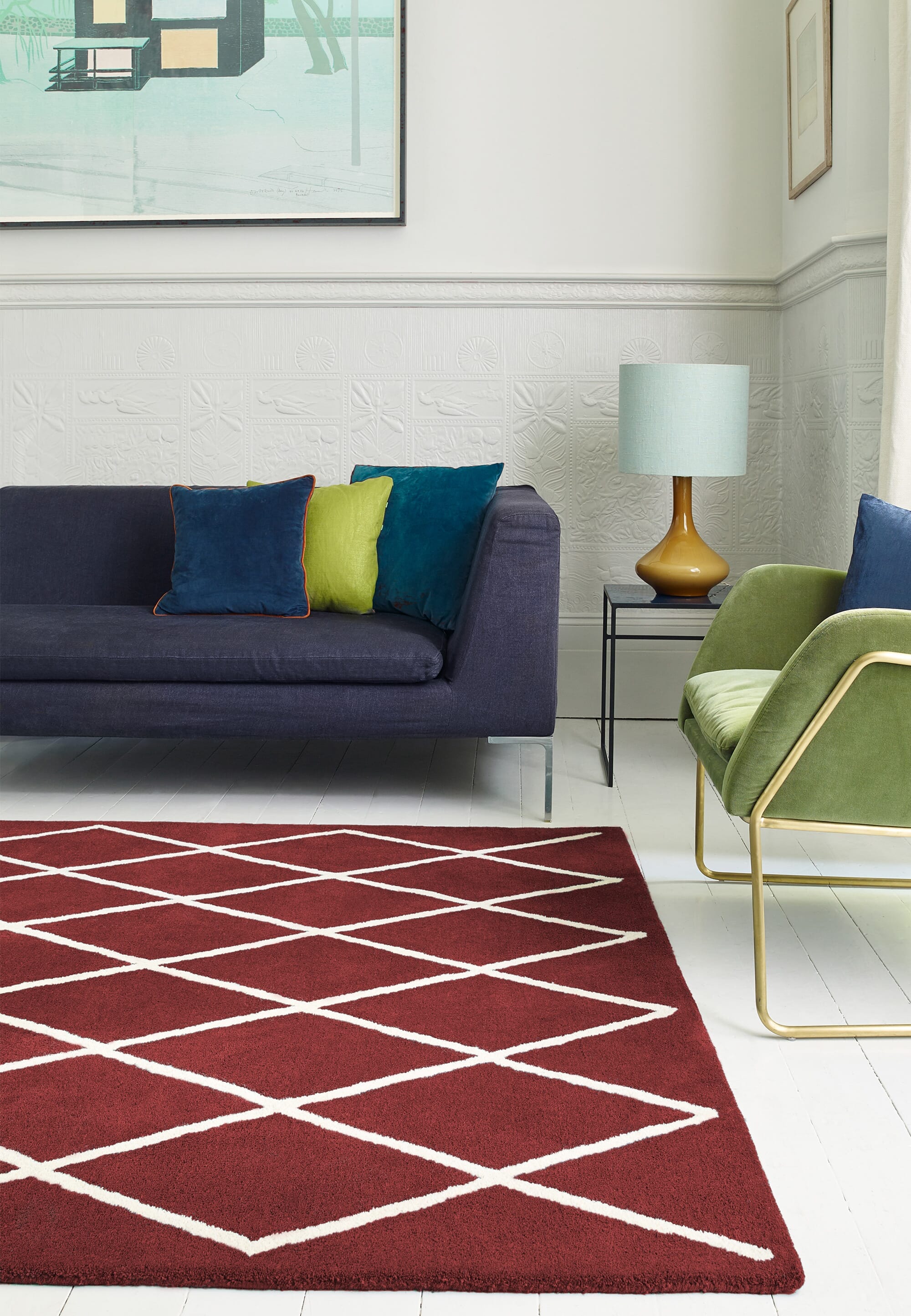 Herhits.com -  Rug Albany Diamond Berry Modern Rug