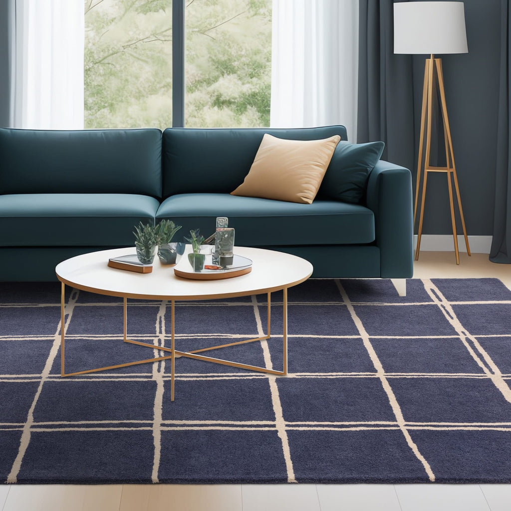 Herhits.com -  Rug Albany Grid Marine Rug Modern Rug