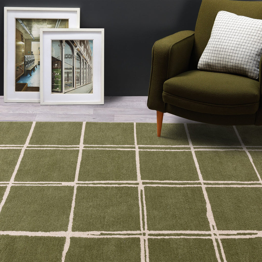 Herhits.com -  Rug Albany Grid Olive Rug Modern Rug