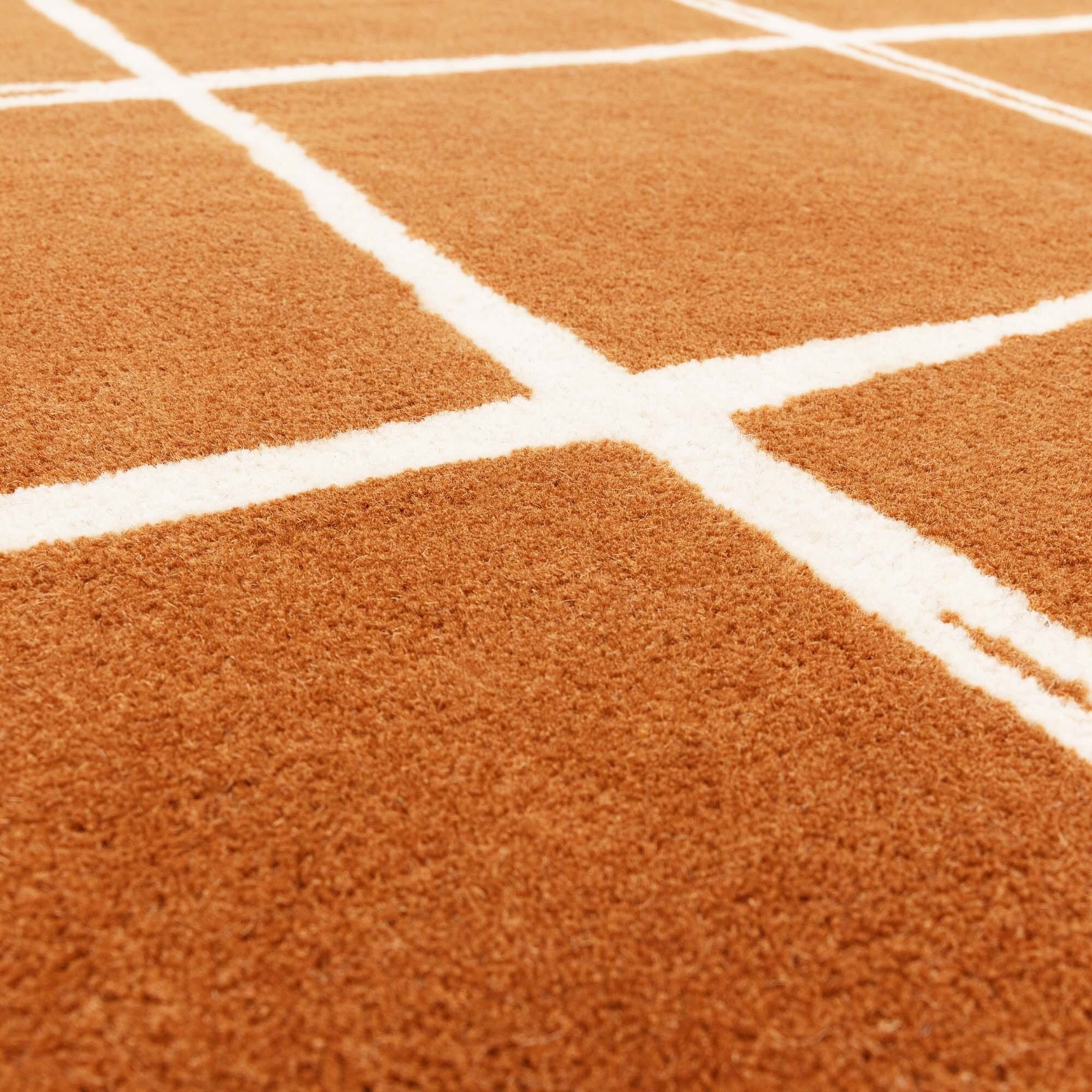 Herhits.com -  Rug Albany Grid Rust Rug Modern Rug