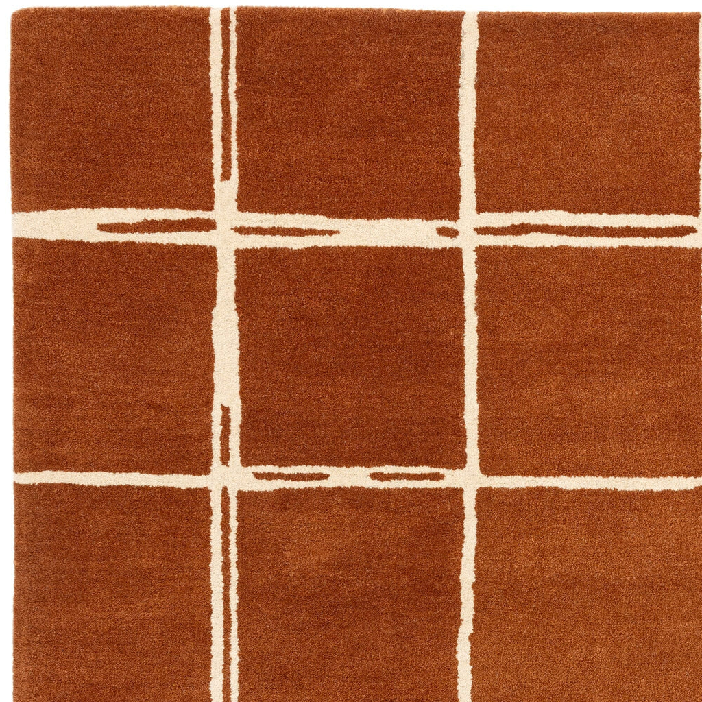 Herhits.com -  Rug Albany Grid Rust Rug Modern Rug