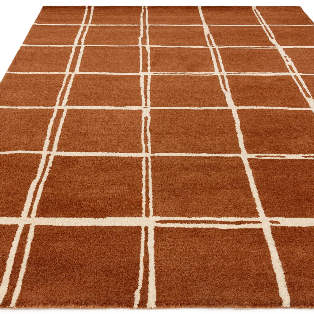 Herhits.com -  Rug Albany Grid Rust Rug Modern Rug