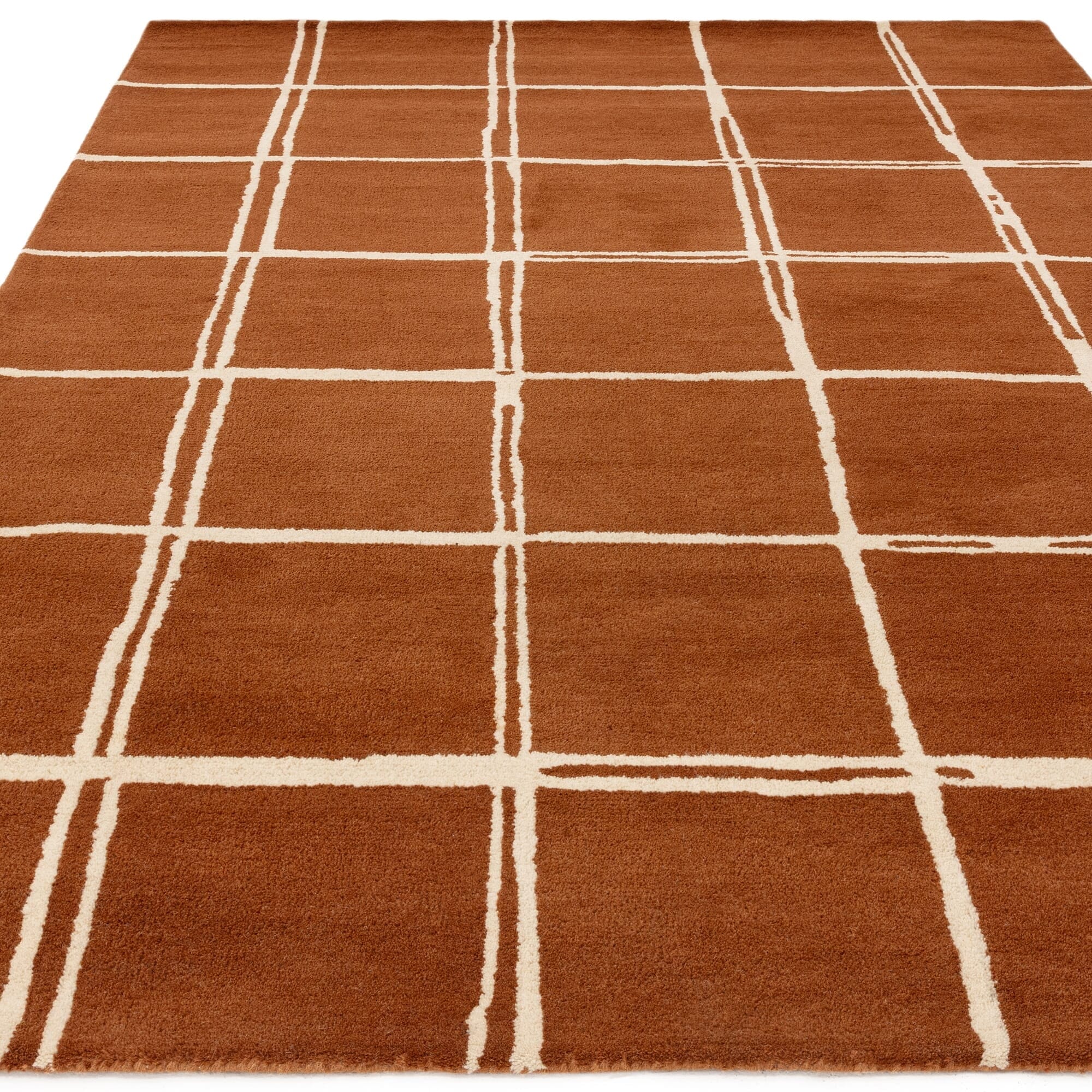 Herhits.com -  Rug Albany Grid Rust Rug Modern Rug