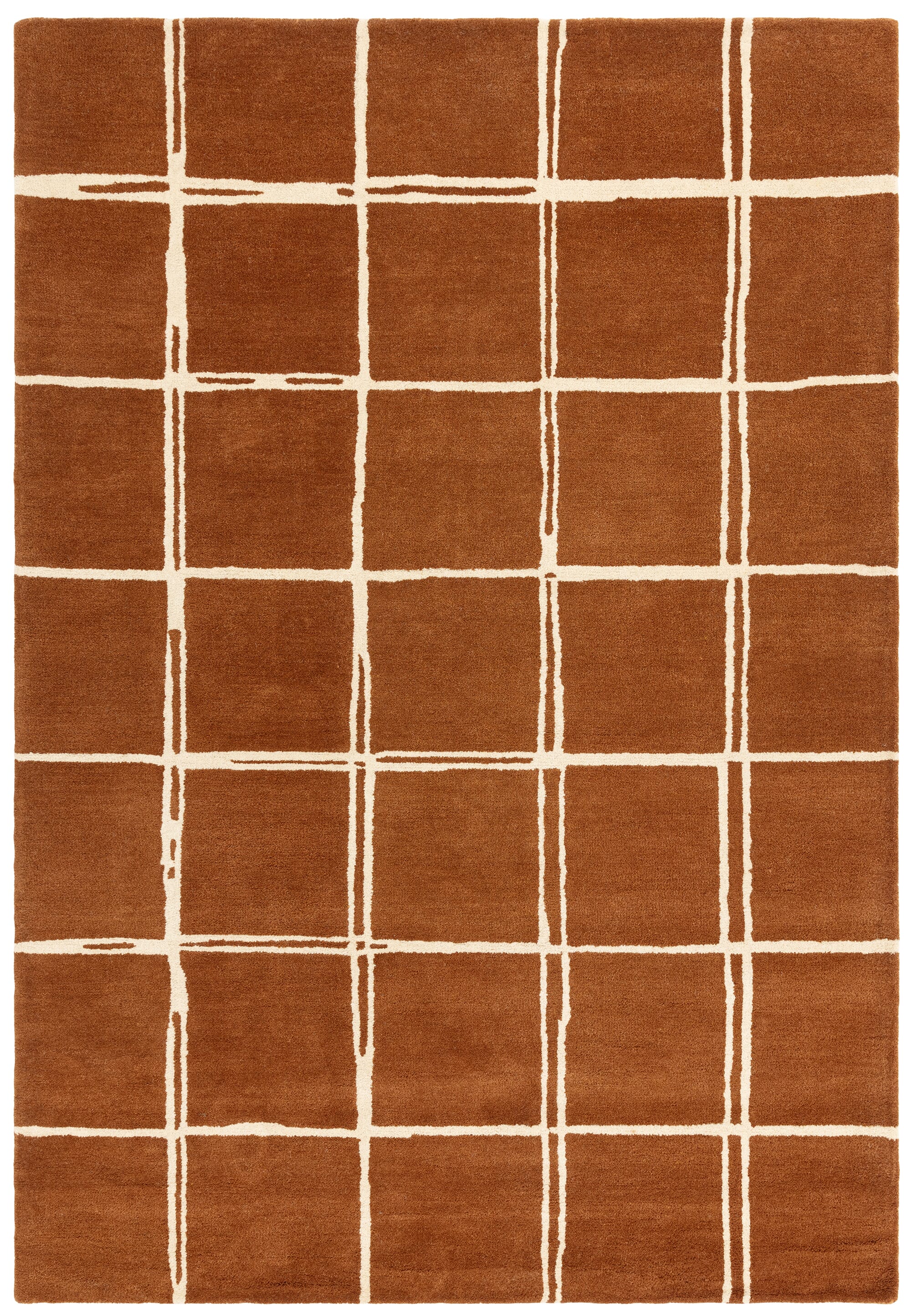 Herhits.com -  Rug Albany Grid Rust Rug Modern Rug