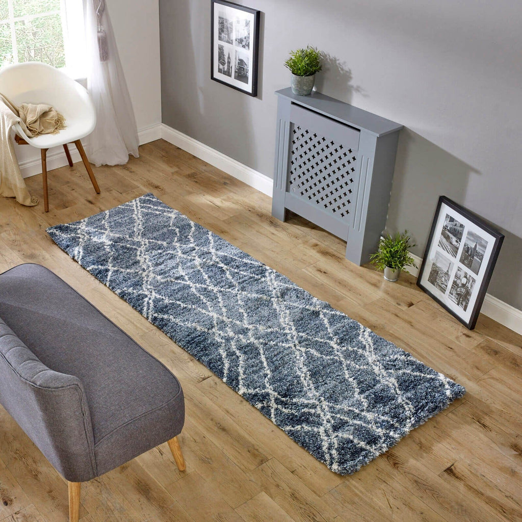 Herhits.com -  Rug Alto AL01 Blue & Cream Boho Rug