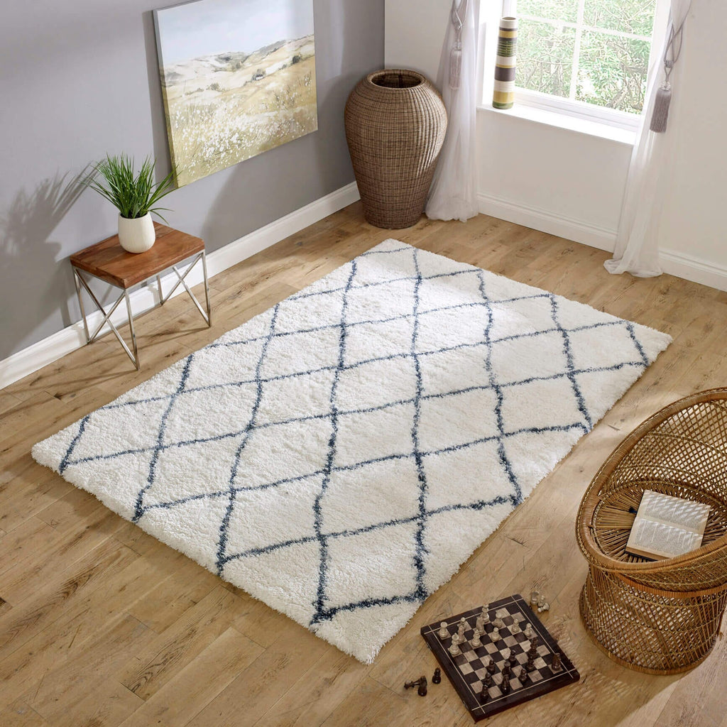 Herhits.com -  Rug Alto AL03 Cream & Blue Boho Rug