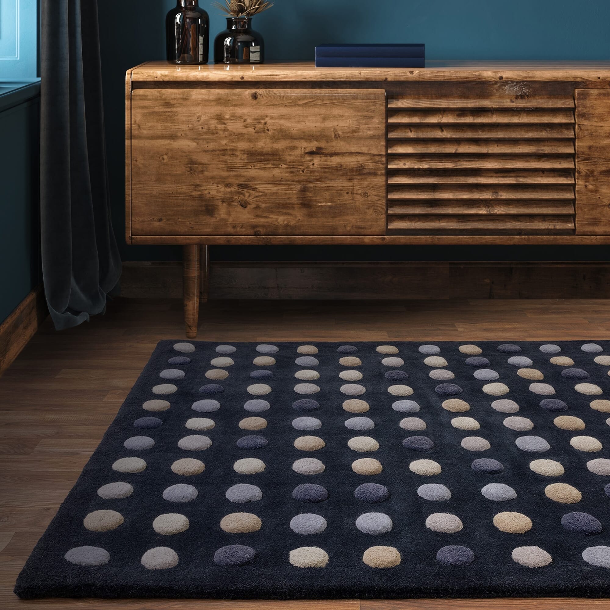 Herhits.com -  Rug Dotty Navy Modern Rug
