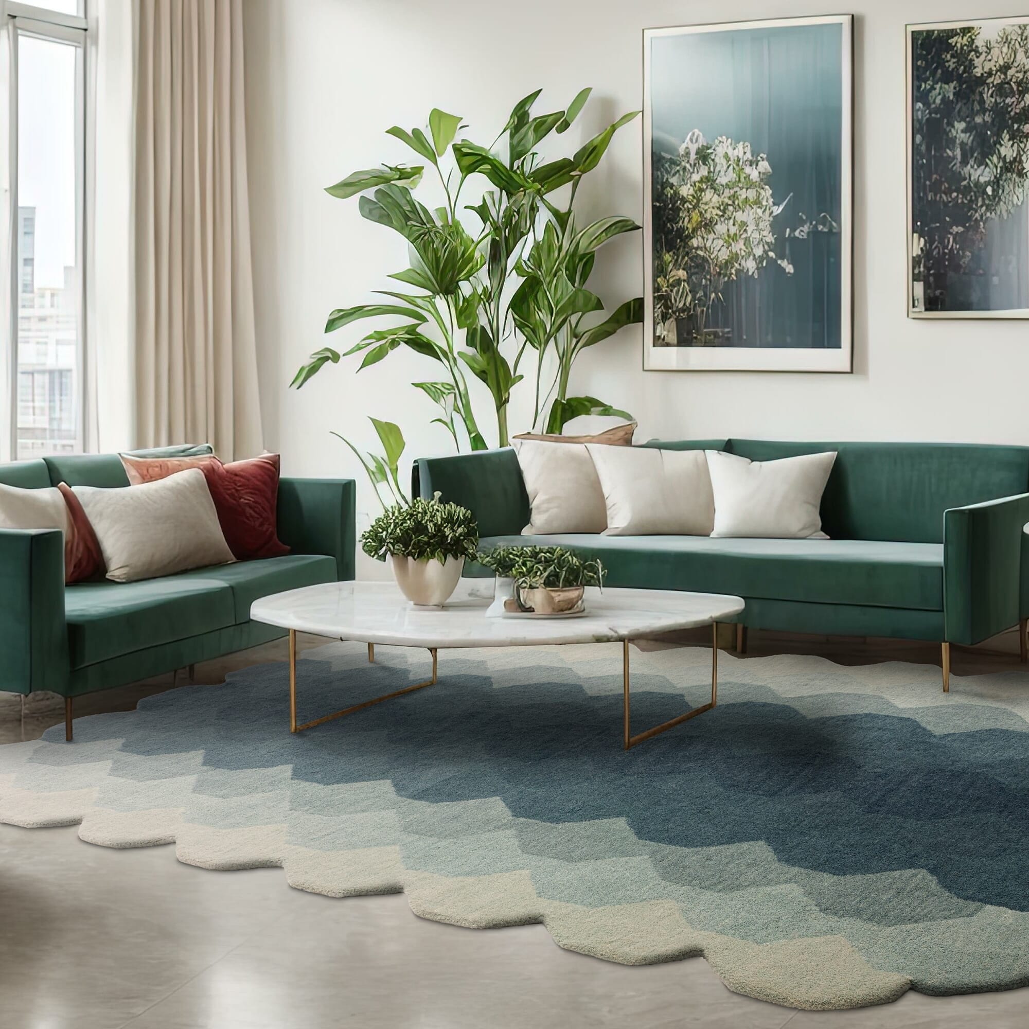 Herhits.com -  Rug Hive Teal Modern Rug