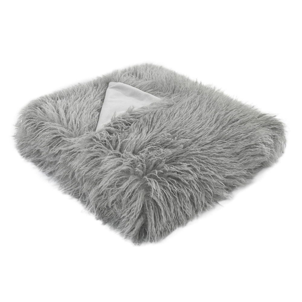 Atmacha Home & Living Throw 130x170 cm / Grey TEXTURED FAUX MONGOLIAN THROW GREY / 130x170 cm
