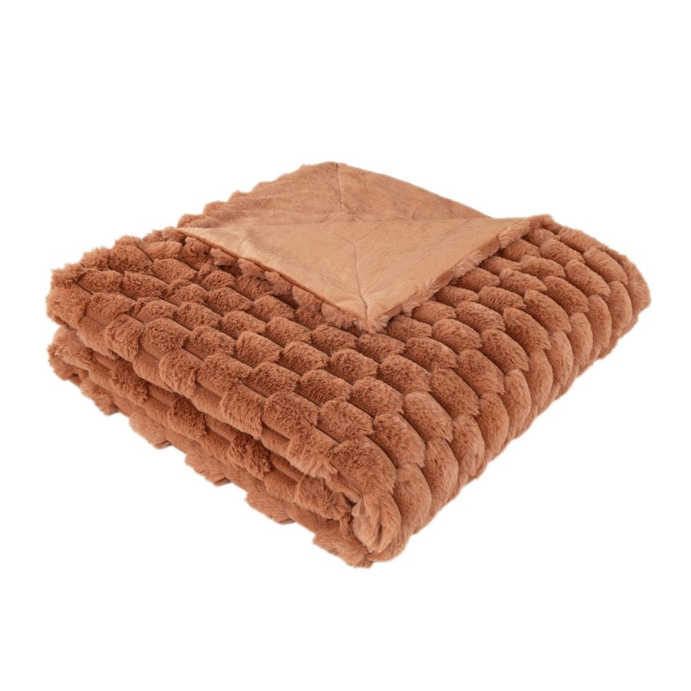 Atmacha Home & Living Throw 130x170 cm / Orange SCULPTED FAUX RABBIT PM ORANGE / 130x170 cm