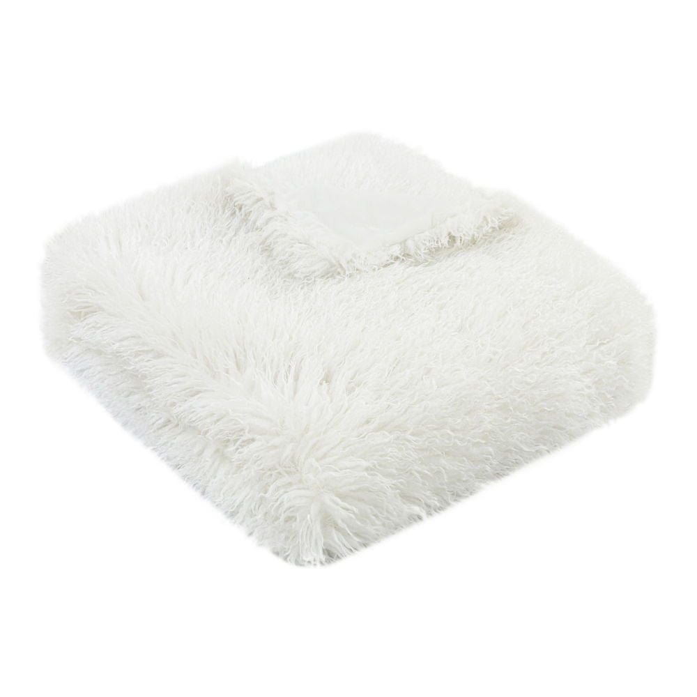 Atmacha Home & Living Throw 130x170 cm / White TEXTURED FAUX MONGOLIAN THROW WHITE / 130x170 cm