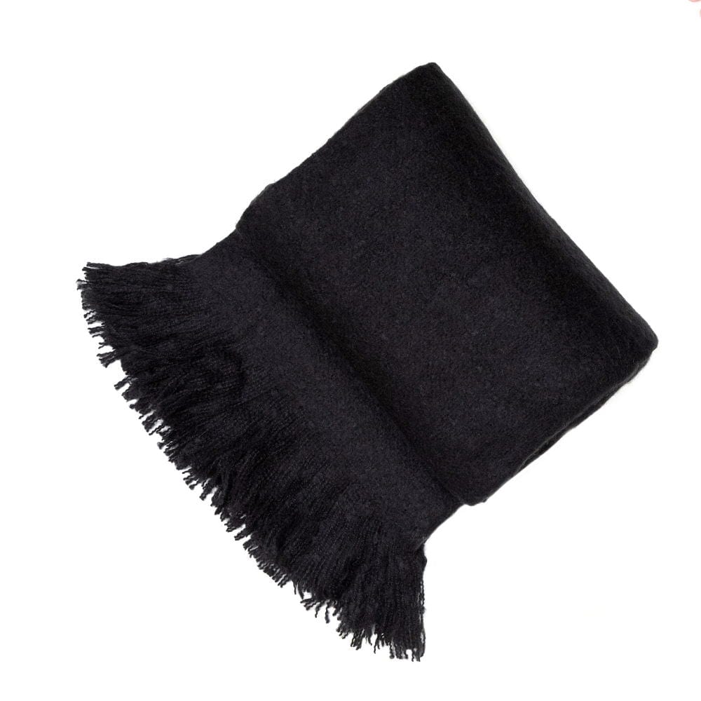 Atmacha Home & Living Throw 130x180 cm / Black BLACK THICK FAUX MOHAIR Black / 130x180 cm