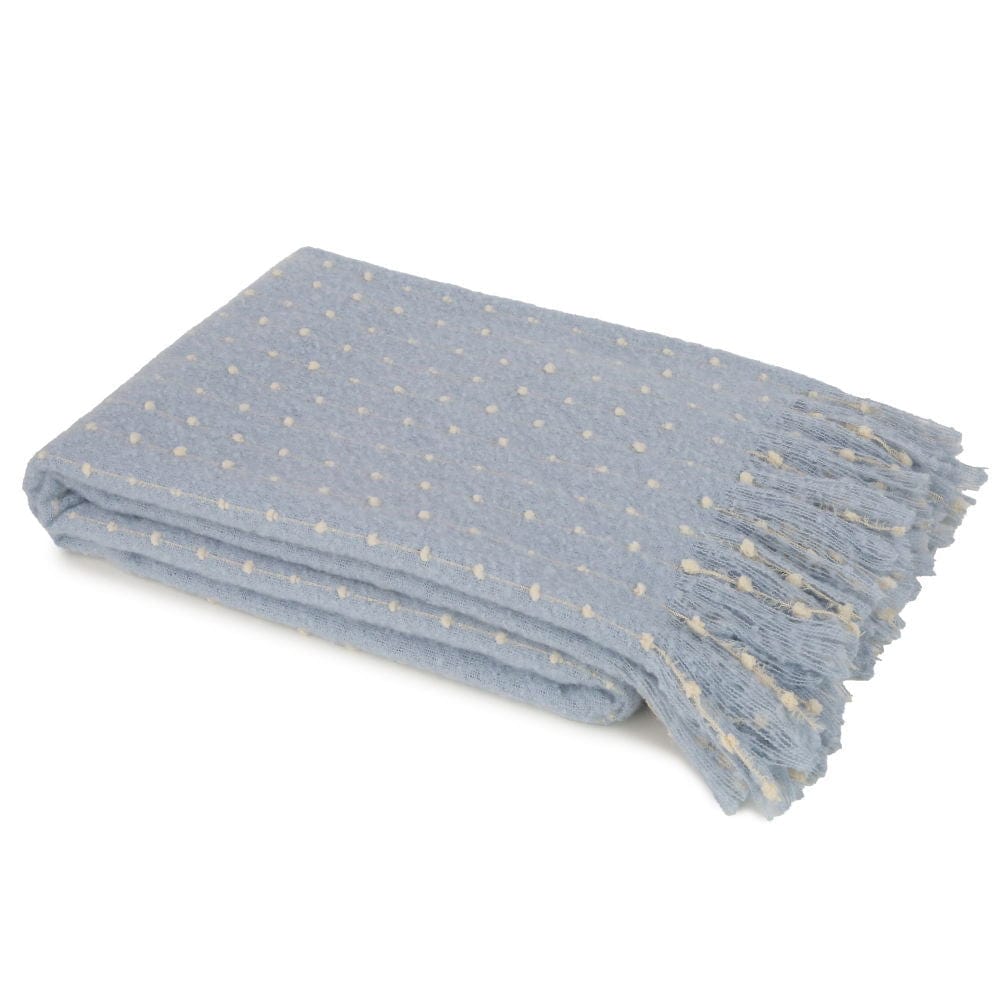 Atmacha Home & Living Throw 130x180 cm / Blue BLUE RAISE DOT LINE THROW ON FAUX MOHAIR 130 Blue / 130x180 cm