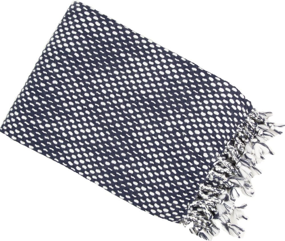 Atmacha Home & Living Throw 130x180 cm / Navy RAINDROP EFFECT THROW IVORY/NAVY / 130x180 cm