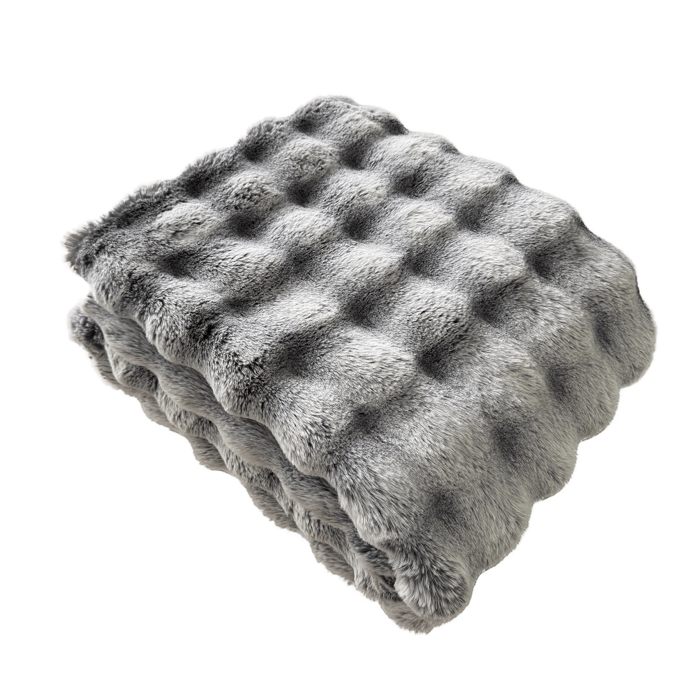 Atmacha Home & Living Throw 150x200 cm / Silver SCULPTED TIPPED THROW IN FAUX FUR SILVER / 150x200 cm